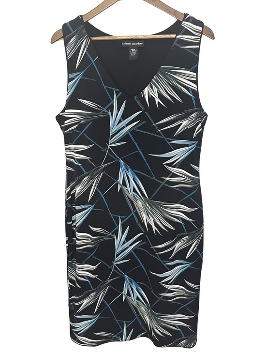Catherine Malandrino Dresses & Skirts - Catherine Malandrino Large Sleeveless Black Dress Blue and White Tropical Print